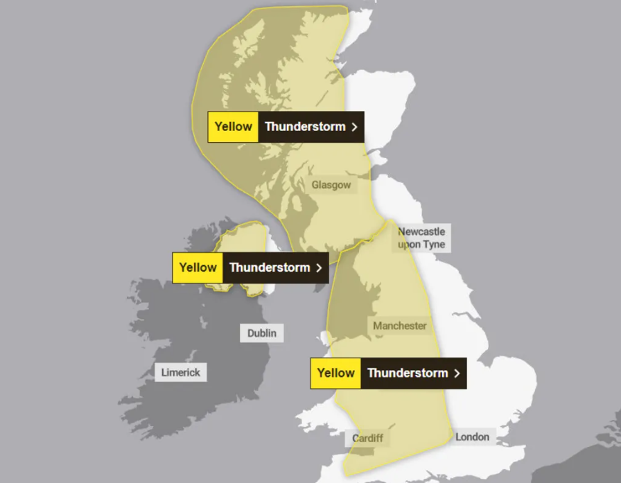 UK Braces for Stormy Weather After Weekend Heatwave: Met Office Issues Thunderstorm Warnings