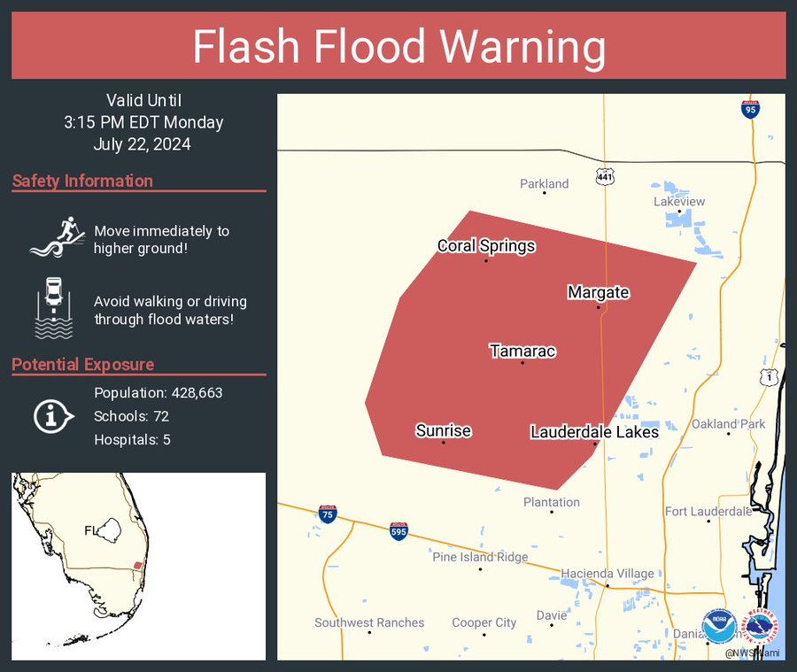 Flash Flood Warning Issued for Broward County Amid Heavy Rainfall